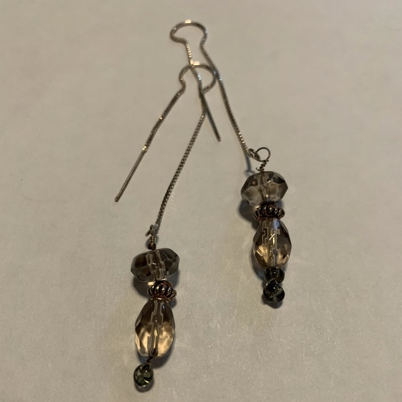 Handmade Smoky Quartz and Sterling Earrings - Picture 5 of 6